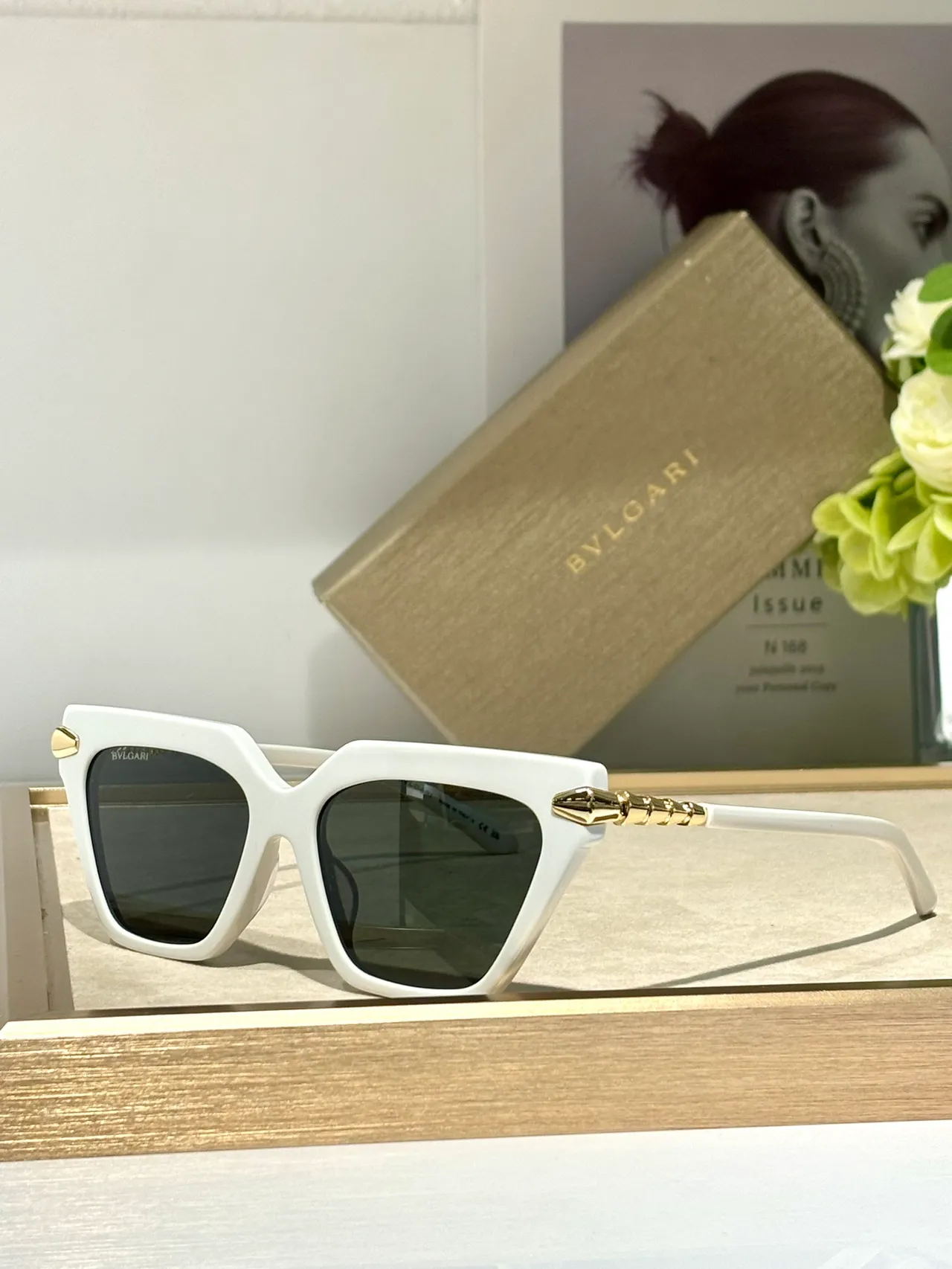 Bvlgari Brown Acetate Angular Frame Sunglasses 8