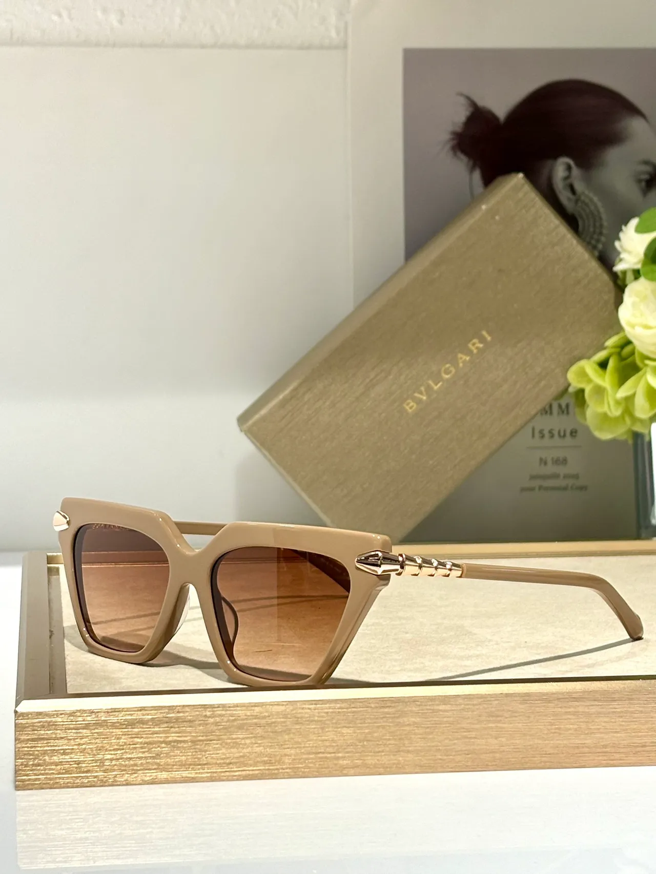 Bvlgari Brown Acetate Angular Frame Sunglasses 9