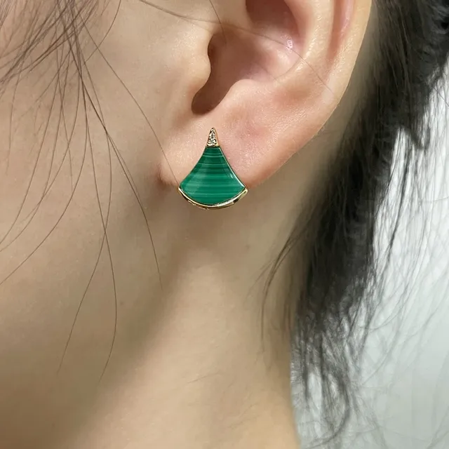 Bvlgari Divas’ Dream 孔雀石和金色调扇形耳钉 4