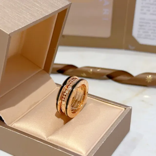 Bvlgari Gold Black Multi-Band Rotating Ring 7