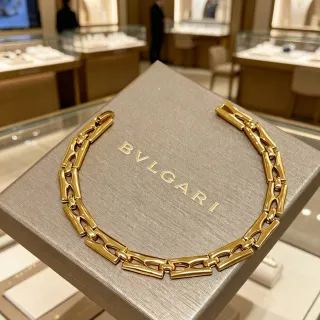 Bvlgari 金色几何互锁链节手链