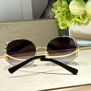 Bvlgari Oval Gold and Black Gradient Lens Sunglasses