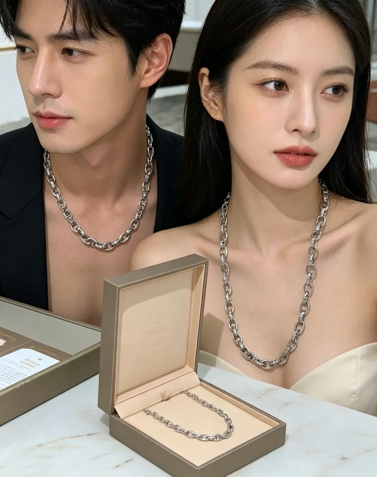 Bvlgari Pavé-Set 镶嵌雕刻链条项链 5
