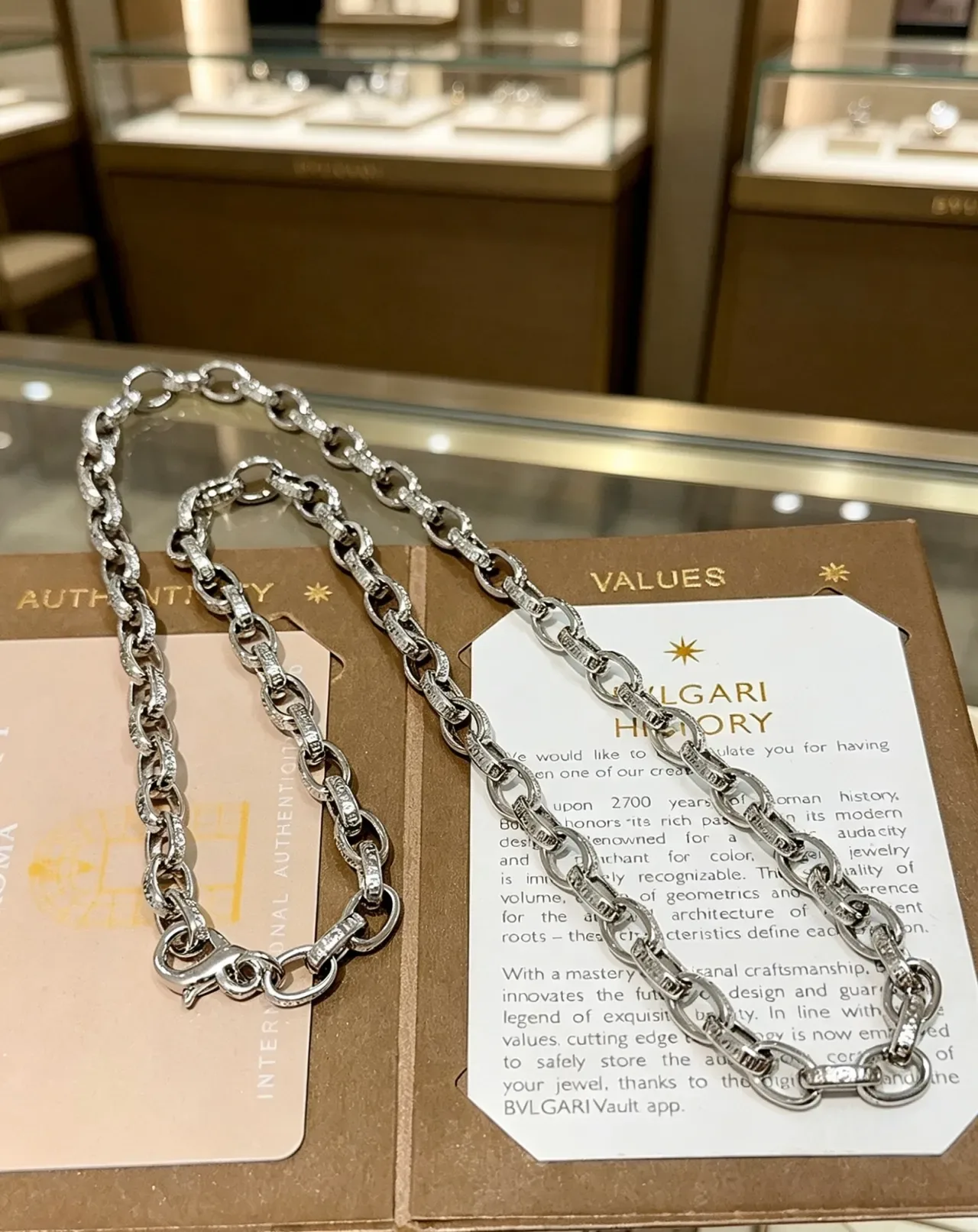 Bvlgari Pavé-Set 镶嵌雕刻链条项链 6
