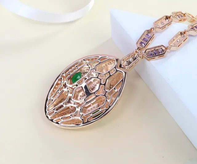 Bvlgari Colar com Diamantes Pavé-Set Geometric Tessellated Roxo Verde 4