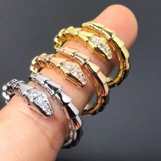 Bvlgari Serpenti Gold Silver Articulated Tubogas Coil Snake-Head Motif Ring