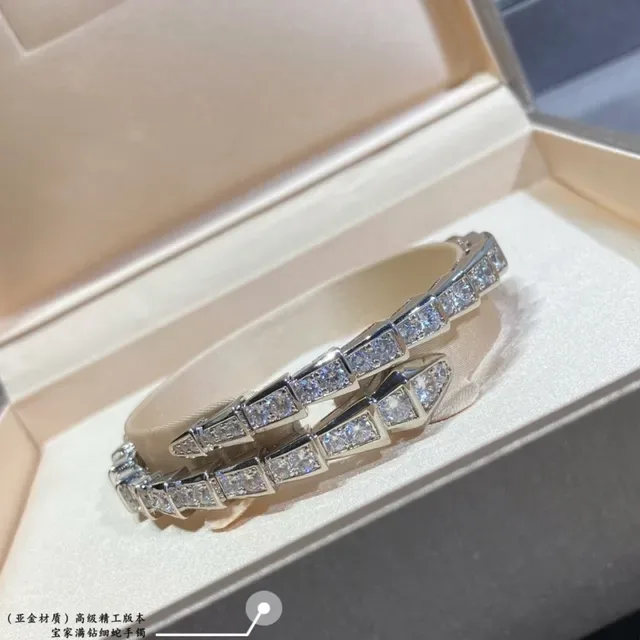 Bvlgari Serpenti রূপালী সোনার আর্চুলেটেড জ্যোমেট্রিক লিঙ্কস পাভে-সেট স্টোনস ব্রেসলেট 2
