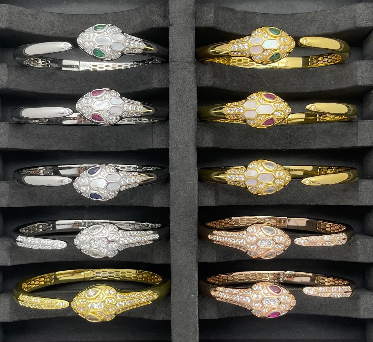 Bvlgari Serpenti Snake-Head Pavé Diamond and Gemstone Bracelets 4