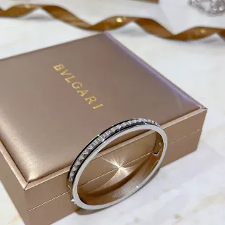 Bvlgari فضي أبيض سوار مفصل حجارة Pavé-Set