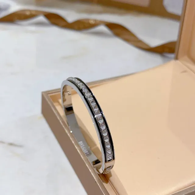 Bvlgari فضي أبيض سوار مفصل حجارة Pavé-Set 3