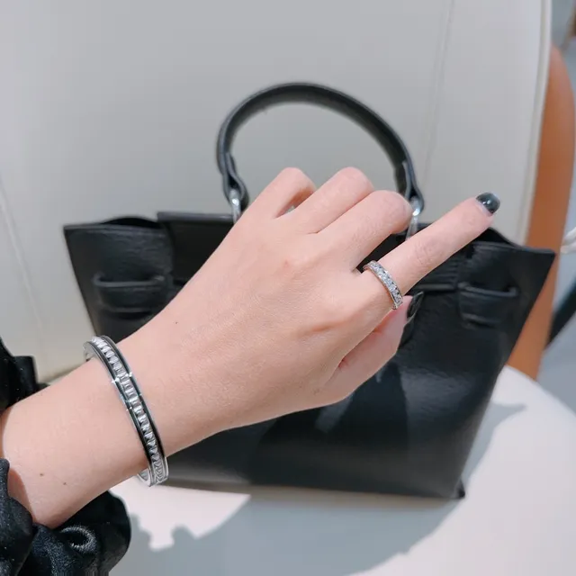 Bvlgari فضي أبيض سوار مفصل حجارة Pavé-Set 7