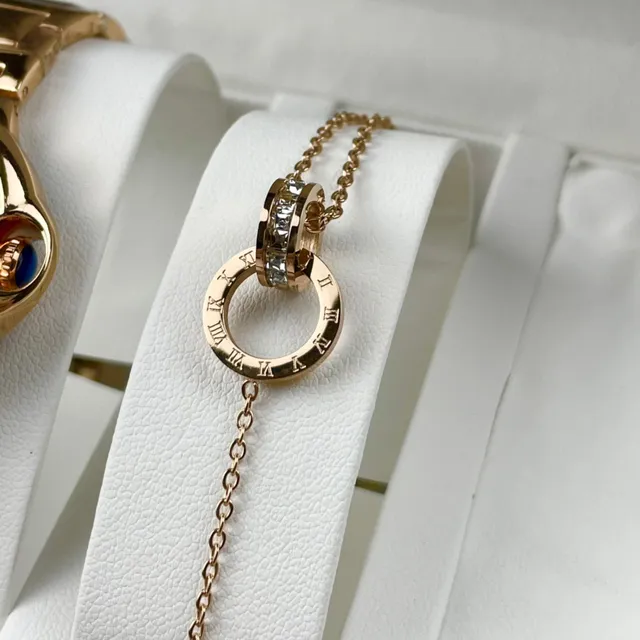Cartier Ballon Bleu সোনার সাদা গোলাপ ফিনিশ আন্তঃসংযুক্ত রিং মোটিফ হার 5