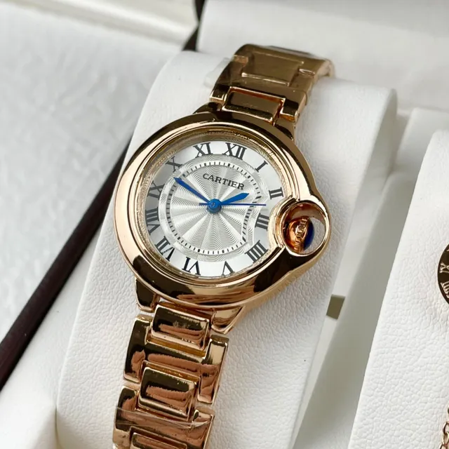 Cartier Ballon Bleu সোনার সাদা গোলাপ ফিনিশ আন্তঃসংযুক্ত রিং মোটিফ হার 6