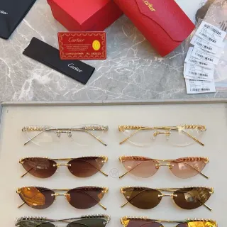 Cartier Clash de Cartier نظارات شمسية بدون إطار مع قضيب حاجب مسنن