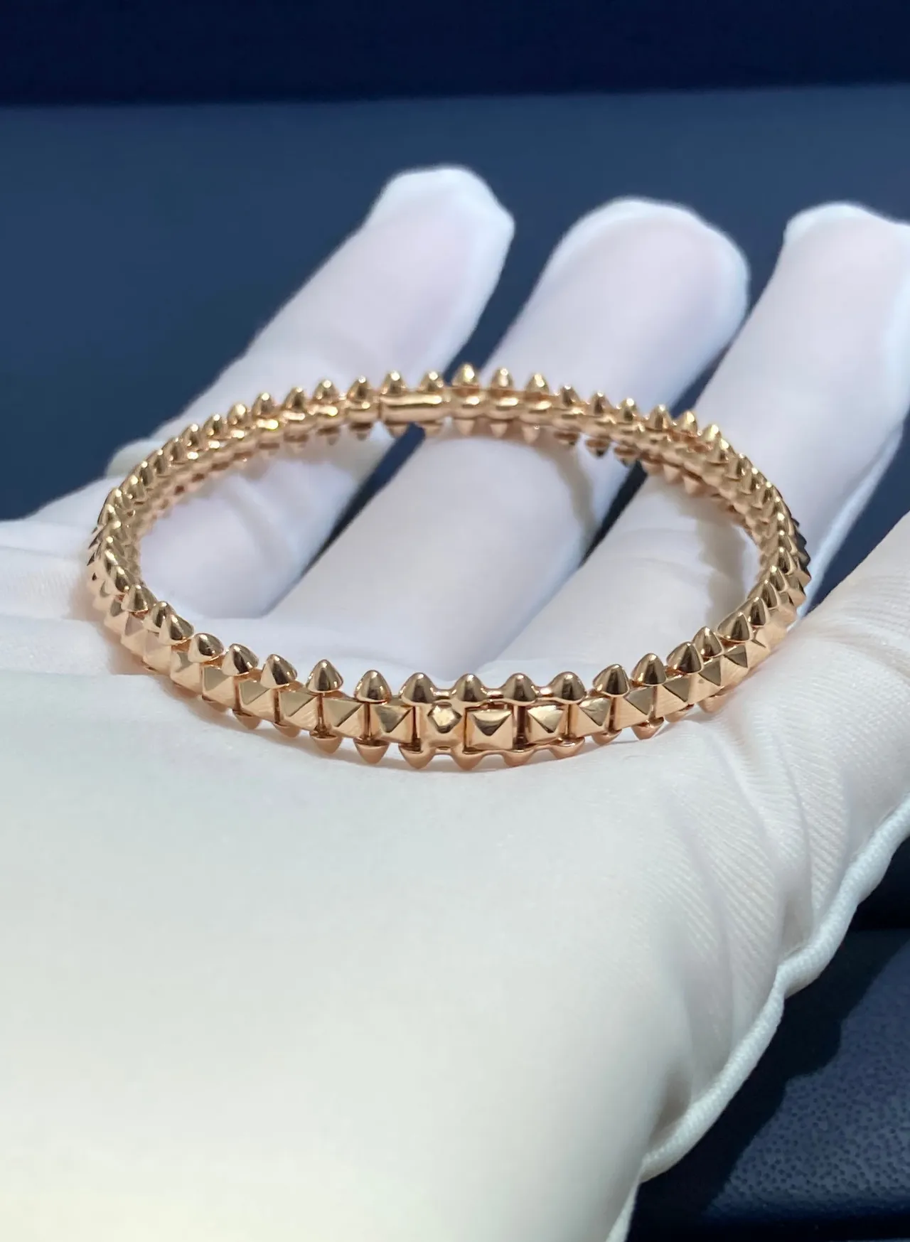 Cartier ذهب صف مزدوج مسامير هرمية مصقول وردي سوار 2