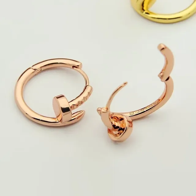 Cartier Juste un Clou Dorado Plata Aros con bisagra motivo de cabeza de clavo aretes 4
