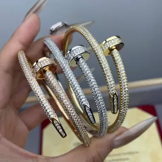 Cartier Juste un Clou Pavé দুই টোন সোনা খোলা ব্যাঙ্গল ব্রেসলেট