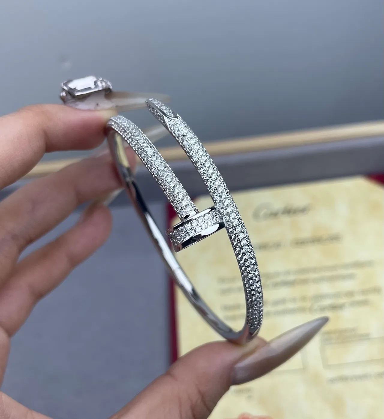 Cartier Juste un Clou Pavé Two-Tone Gold Open Bangle Bracelets 3