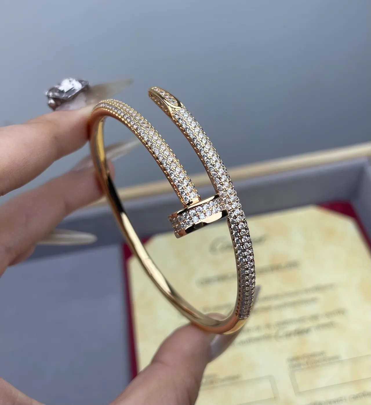 Cartier Juste un Clou Pavé Two-Tone Gold Open Bangle Bracelets 4