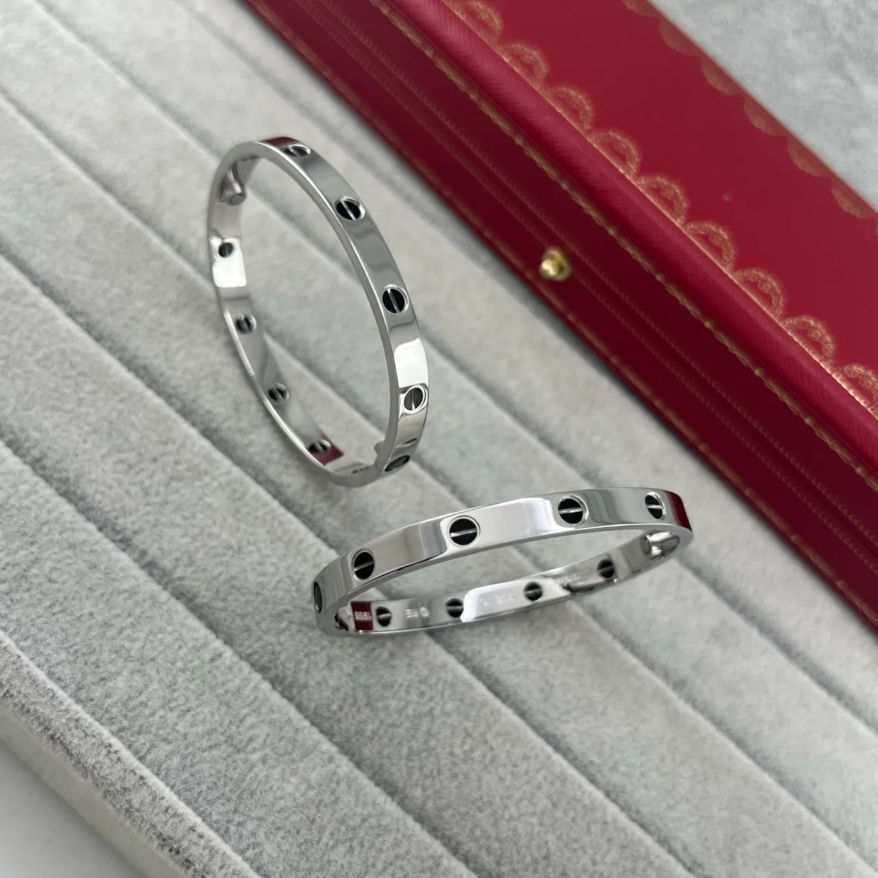 Cartier Juste un Clou Silver Black Screw-Motif Integrated Ring Bracelet 4