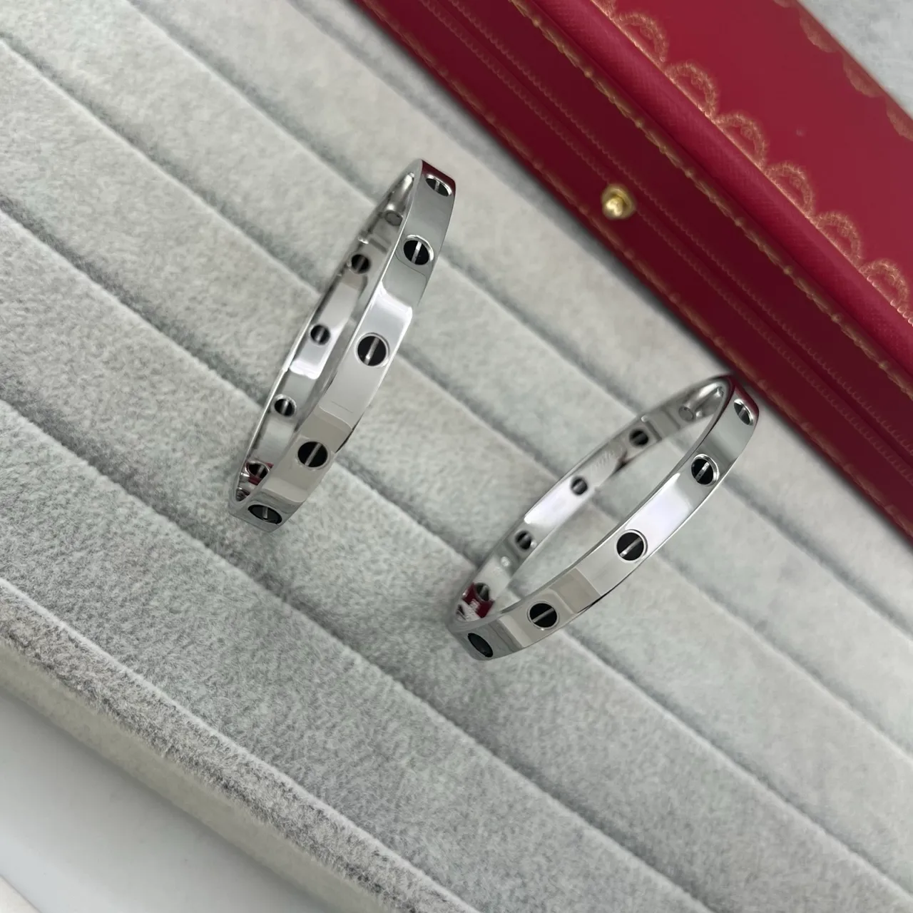 Cartier Juste un Clou Silver Black Screw-Motif Integrated Ring Bracelet 5