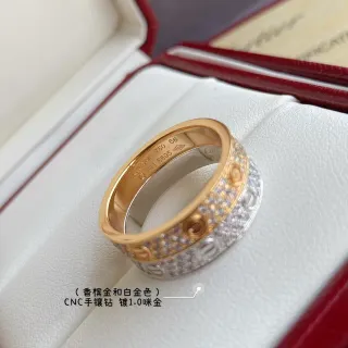 Cartier Juste un Clou خاتم ذهب ثنائي اللون باڤيه الماس