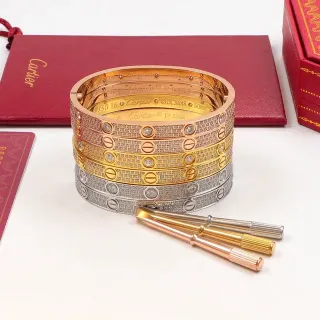 Cartier Love Bracelet سوار ثلاثي الألوان Pavé بخط البراغي
