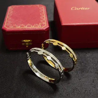 Cartier Love Gold Silver Double-Band Bangle Screw Motif Bracelet
