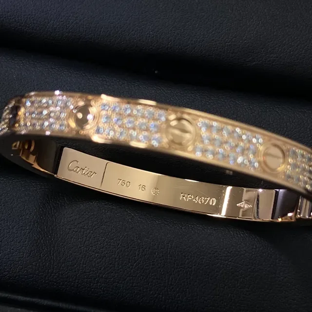 Cartier Love সোনা রুপা হিঞ্জড ব্যাঙ্গেল প্যাভে সেট ব্রেসলেট 4