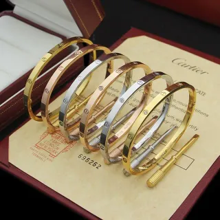 Cartier Love সোনা রূপো দৃঢ় ব্যাঙ্গল স্ক্রু-মোটিফ কবজ