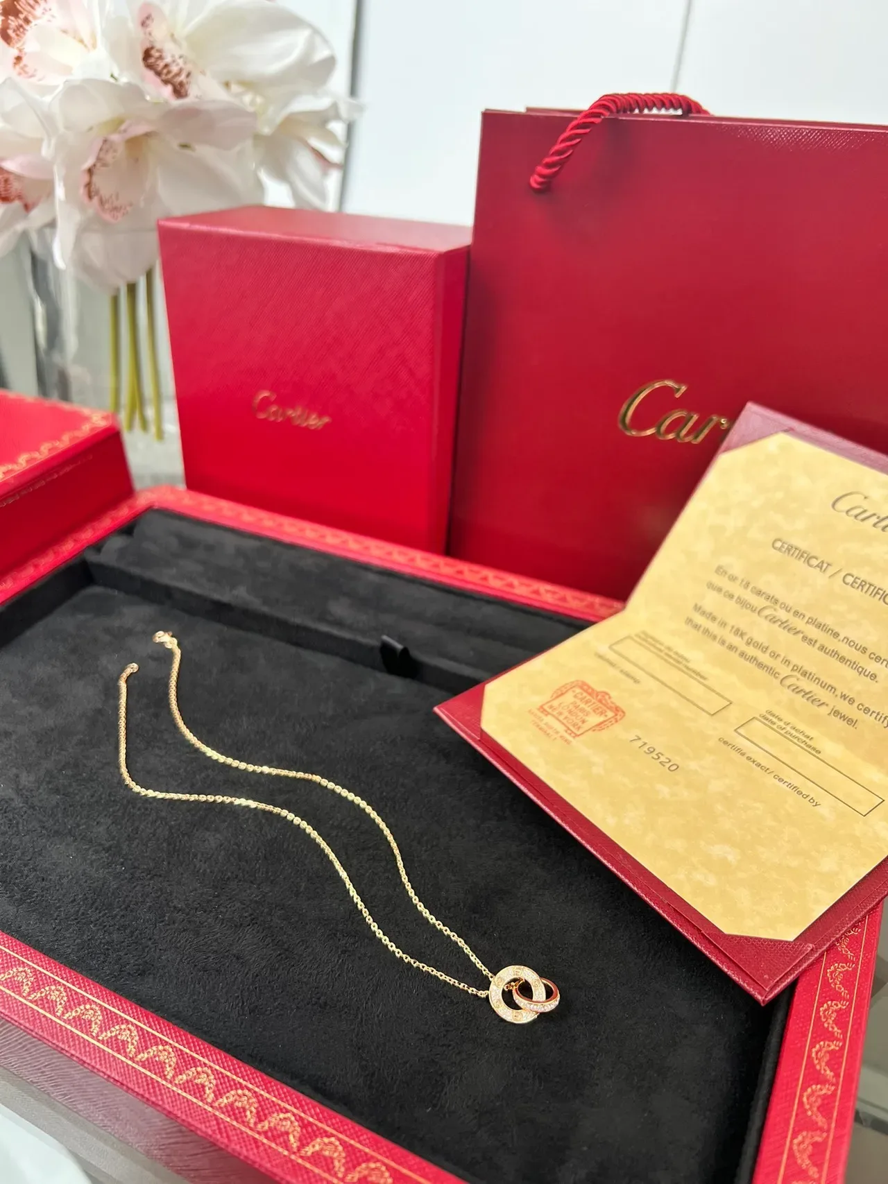 Cartier Love Interlocking Double-Circle Gold Necklace 8