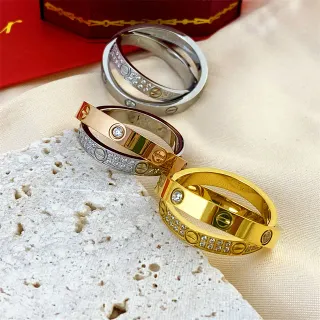 Cartier Love Ring فضي ذهب وردي ذهب أصفر Pavé الخواتم الماس