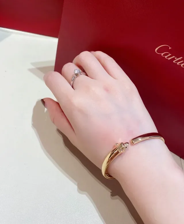 Cartier Panthère Pulseras Abiertas de Oro y Plata con Cabeza de Pantera 9