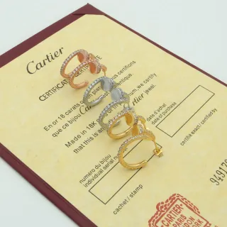 Cartier Pavé-Set Multi-Tone 18K Gold أقراط حلقية