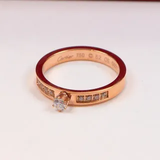 আংটি Cartier গোলাপি সোনা একক হীরা চ্যানেল সেট