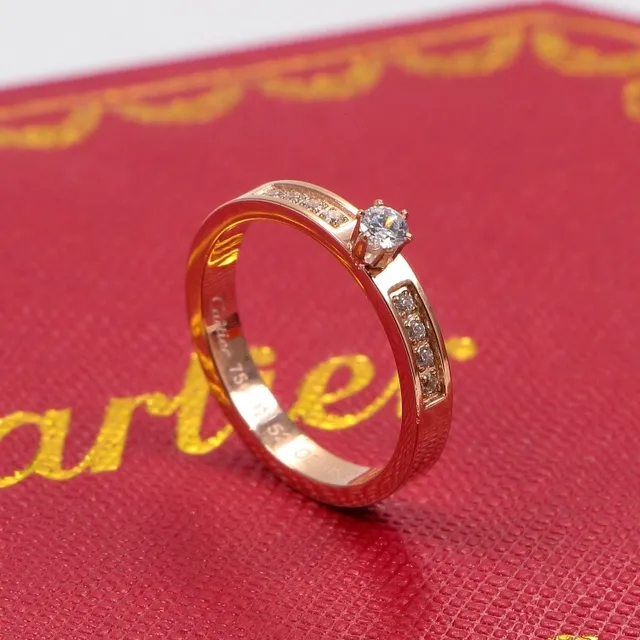 Cartier Rose Gold Solitaire Diamond Channel-Set Ring 5