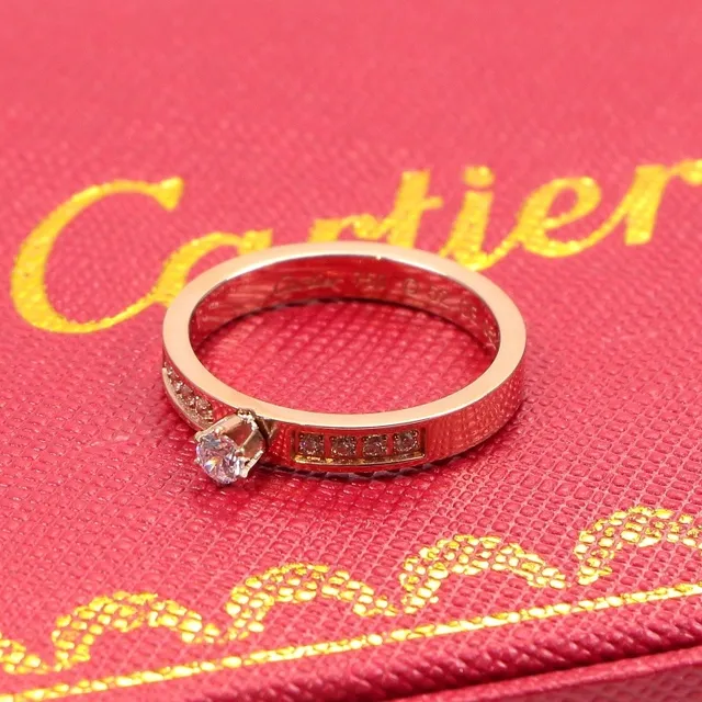 Cartier Rose Gold Solitaire Diamond Channel-Set Ring 6
