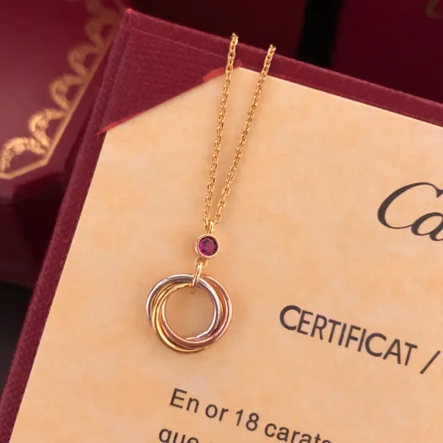 Cartier Trinity Three-Tone Gold Ruby Necklace 5