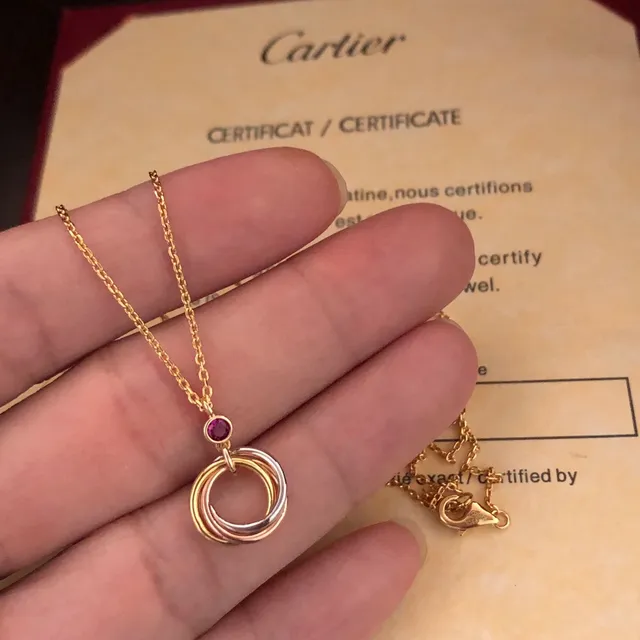 Cartier Trinity Three-Tone Gold Ruby Necklace 6