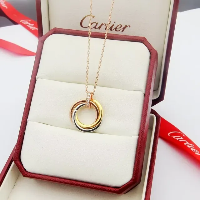 Cartier Trinity Triple Interlocking Rings Diamond Bail collar 5