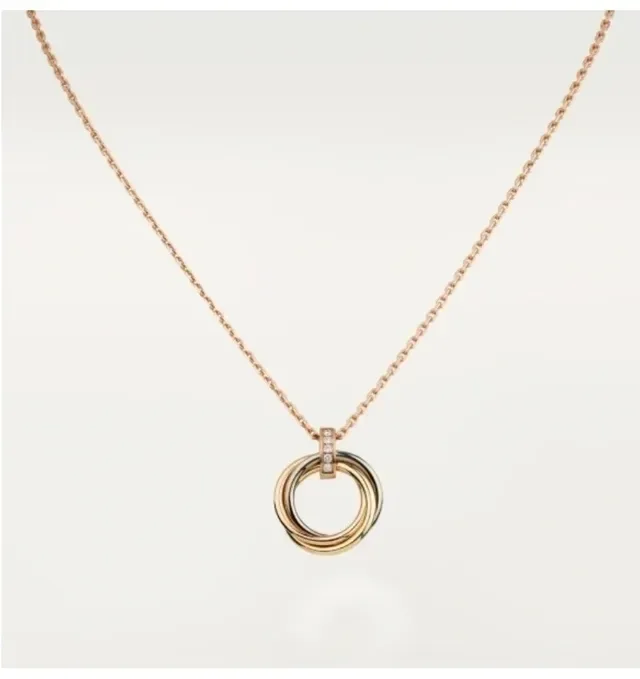 Cartier Trinity Triple Interlocking Rings Diamond Bail collar 8