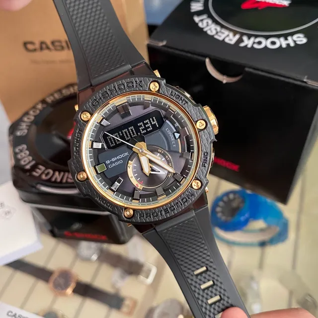 Casio G-Shock Preto Dourado Robusto Relógio Analógico-Digital 2