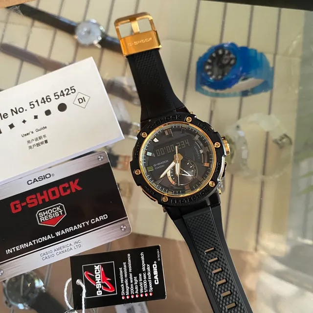 Casio G-Shock Preto Dourado Robusto Relógio Analógico-Digital 5
