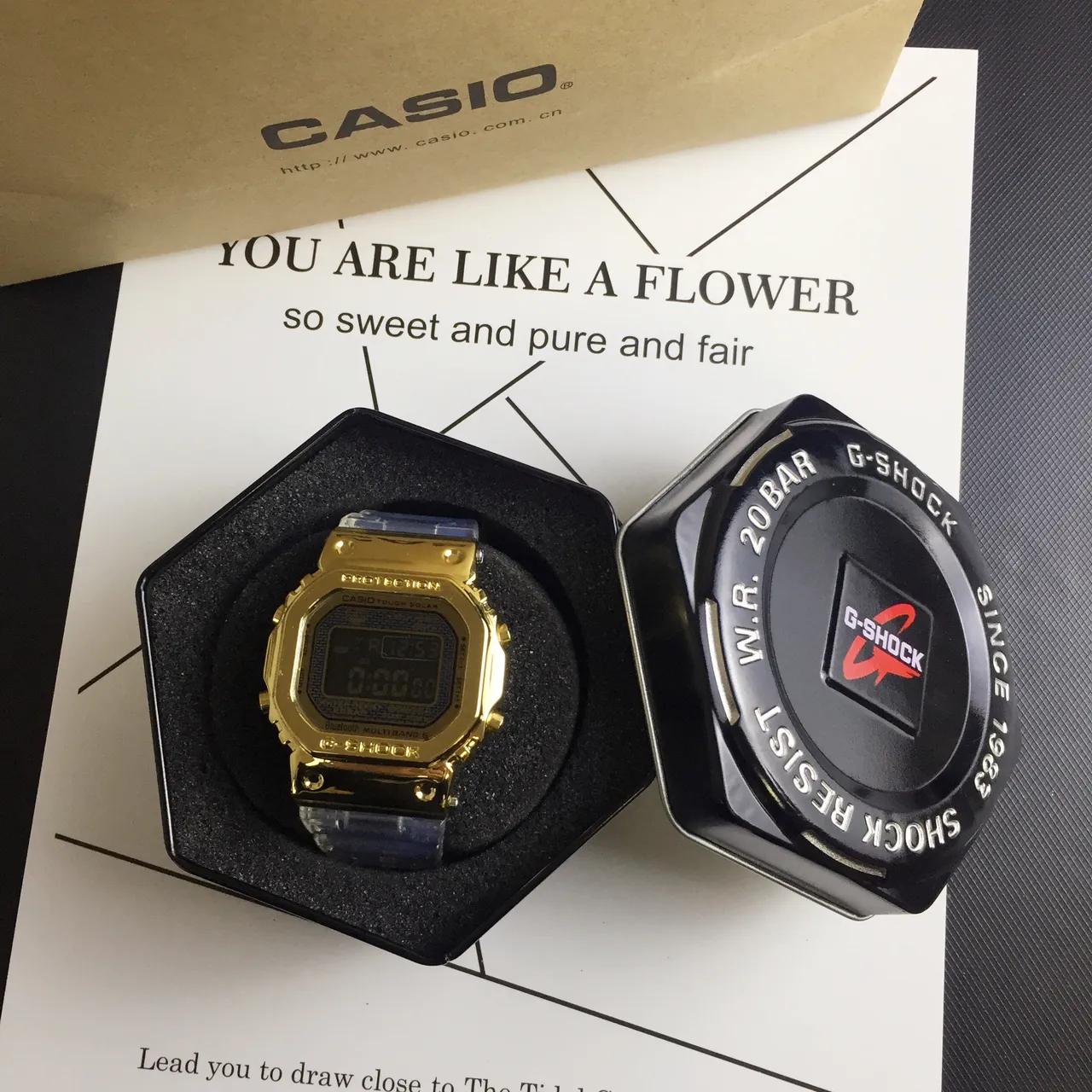 Casio G-Shock DW-5600 金色透明树脂手表 3