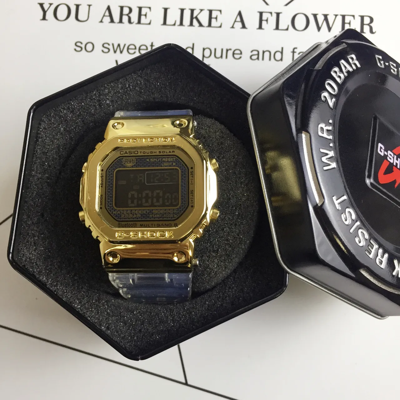 Casio G-Shock DW-5600 金色透明树脂手表 4