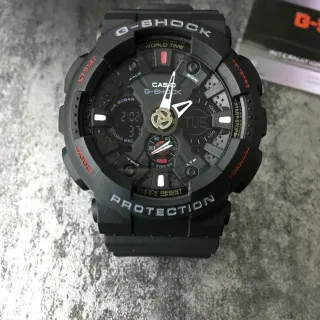 Casio G-Shock GA-100 Black Red Rugged Resin Construction Analog-Digital Hybrid Dial Watch