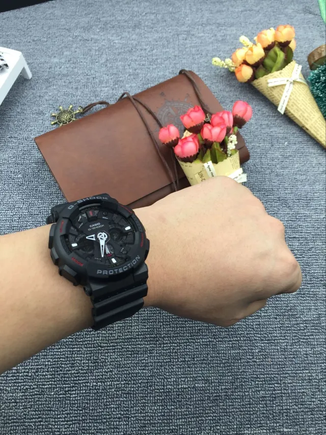 Casio G-Shock GA-100 Noir Rouge Construction Robuste en Résine Cadran Analogue-Digital Hybride Montre 8