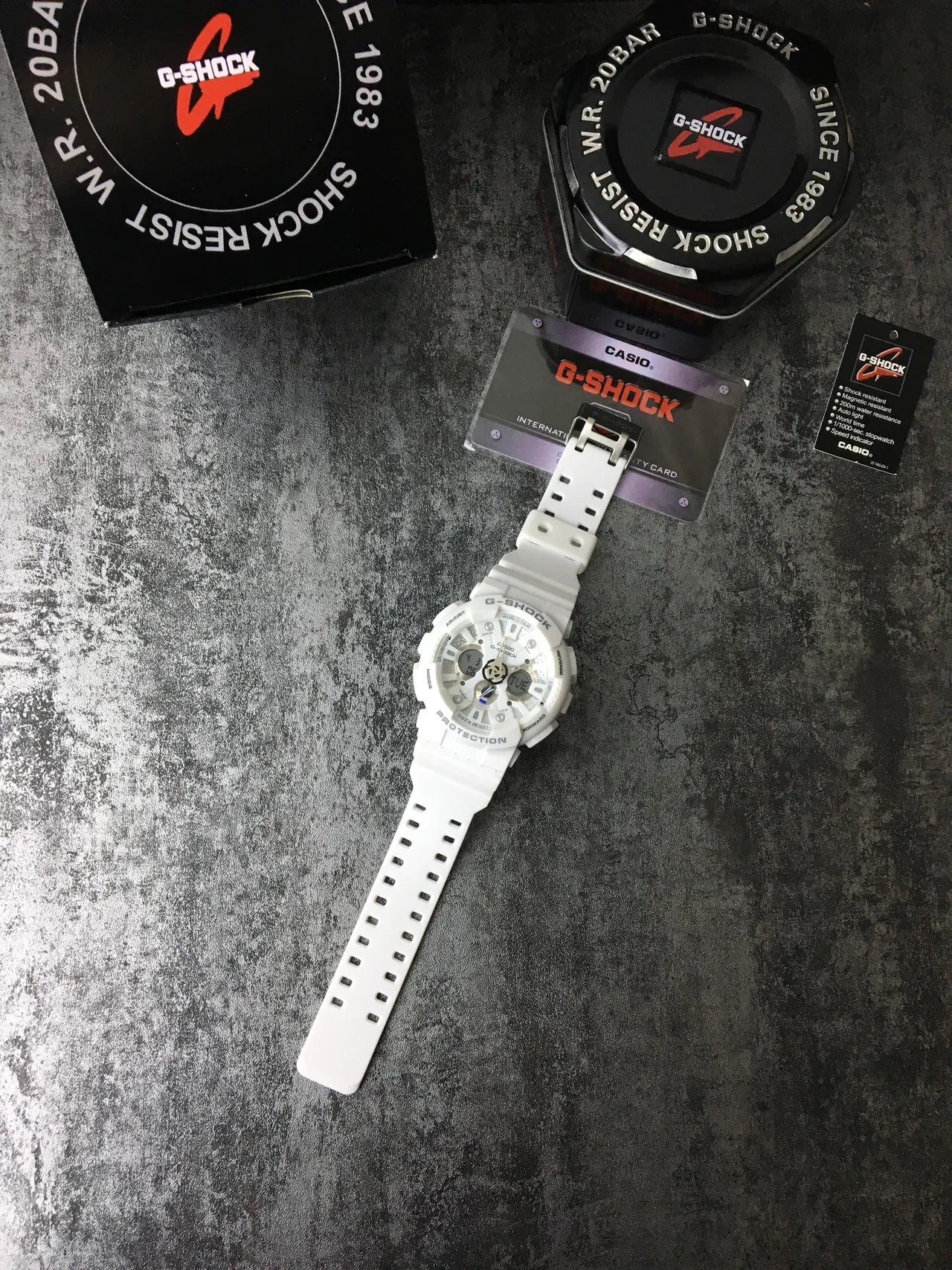 Casio G-Shock GA-100 أبيض متين تناظرية رقمية ساعة رياضية 6