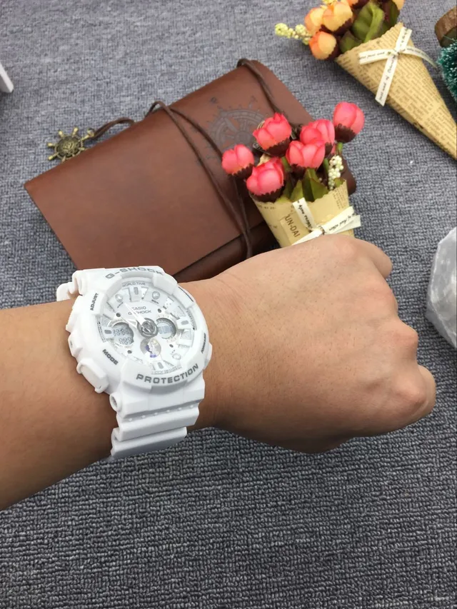 Casio G-Shock GA-100 أبيض متين تناظرية رقمية ساعة رياضية 11