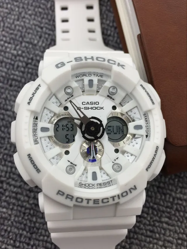 Casio G-Shock GA-100 أبيض متين تناظرية رقمية ساعة رياضية 12